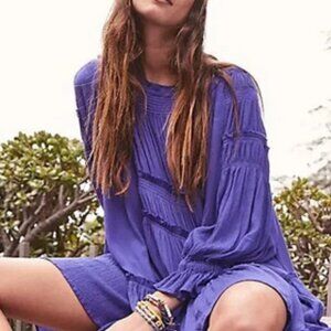 Free People Sea Ya There Dress Canyon Iris Long Sleeve Boatneck S